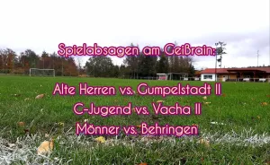 Spieltag fällt Regen zum Opfer: Männer, Alte Herren und C-Jugend abgesagt