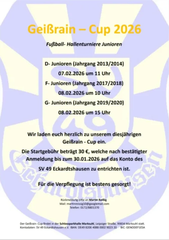 Tradition hält Bestand: Geißrain-Cup am 07./08. Februar in der Schlossparkhalle