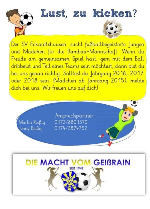 Nachwuchskickerinnen und -kicker am Geißrain gesucht!