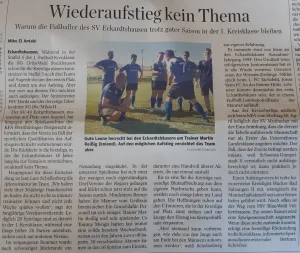"Wiederaufstieg kein Thema": Eckardtshäuser Stimmen in der Presse